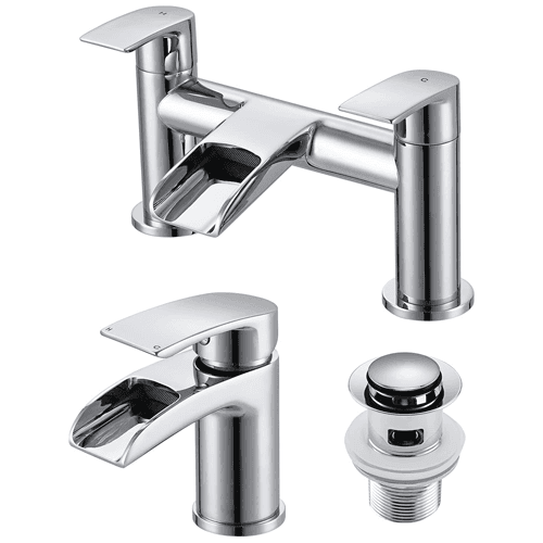 Peppermint Basin Taps with Waste and Waterfall Bath Taps